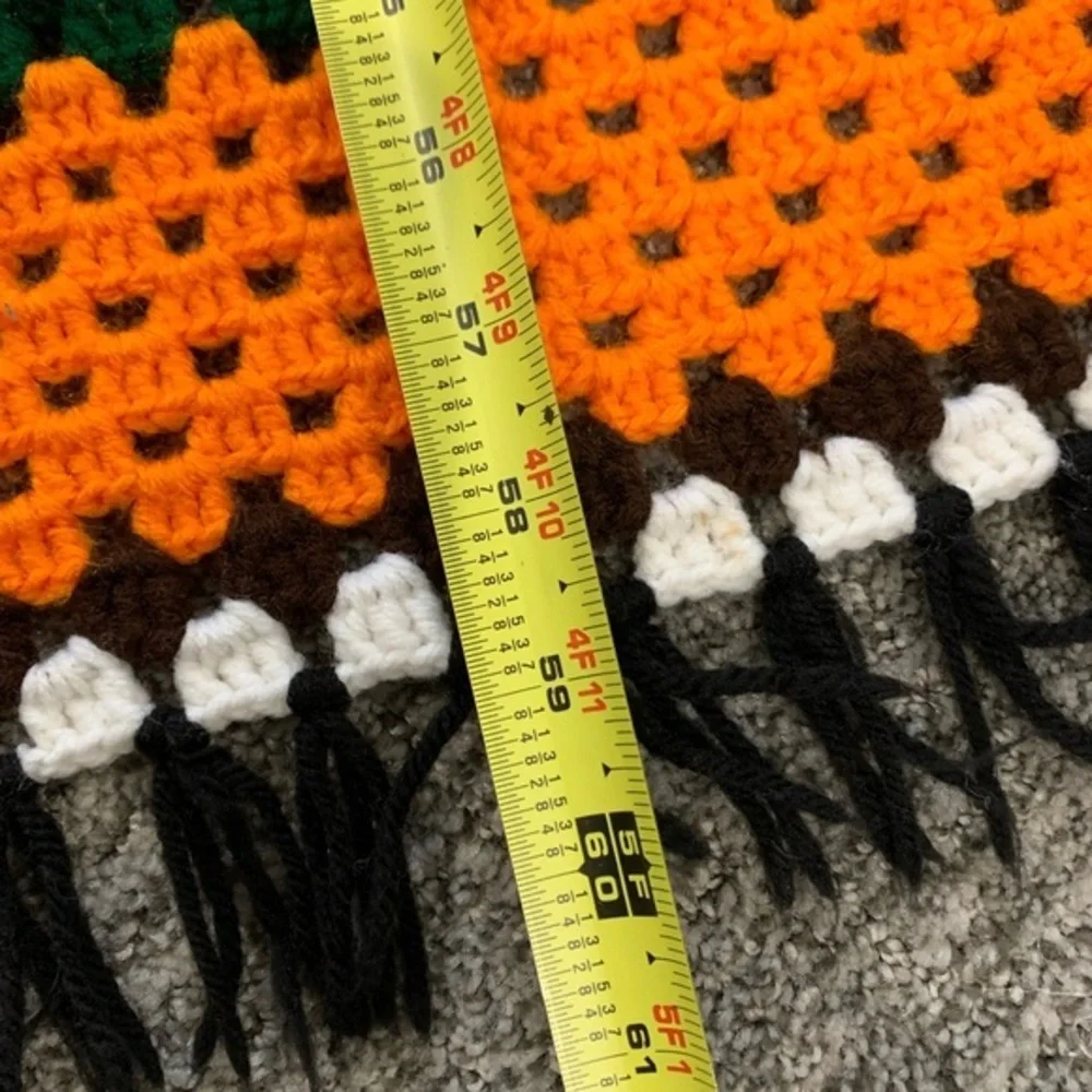 Vintage Mid Century‎ Hand Crochet Afghan 59x62